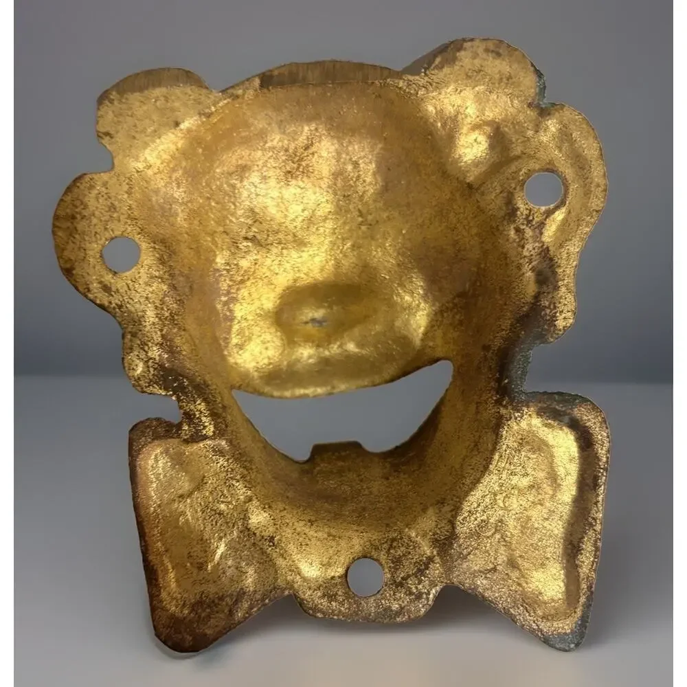 Vintage Brass Smiley Mr Pop Clown Wall Mount Bottle Opener Tooth Heavy w/ Screws